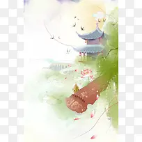 西湖断桥海报设计