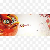 中国风舞狮喜庆展板