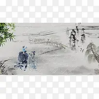 中国风清明祭祀牧童海报背景素材