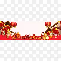 2017年喜迎鸡年红色中国风年货节海报
