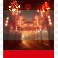 中国风古宅新年海报背景