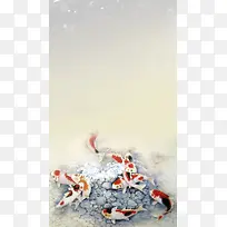 中国画金鱼背景