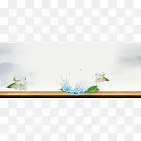 清新中国风木板茶文化美食背景