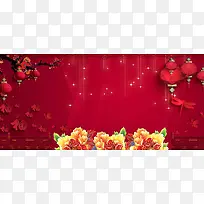 新春中国风红色背景海报