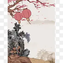 中国风水墨九九重阳佳节节日宣传