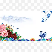 中国风新年鸡年海报背景素材
