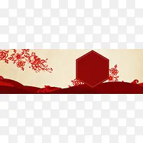 新年中国风几何红色电商海报背景