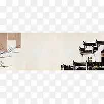 中国风水墨屋檐banner