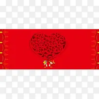 中式浪漫爱心红色banner