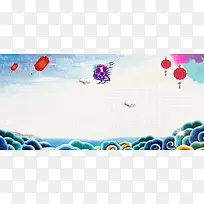 灯笼祥云公鸡中国风设计海报banner
