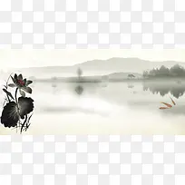 荷花荷叶中国风背景