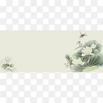 清新自然荷花蜻蜓绿色背景图