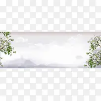 白云山脉简约树林背景