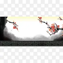 寒梅傲立中国风背景