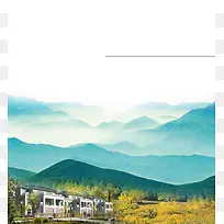 中国风云海大山建筑背景素材