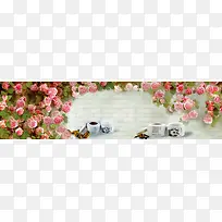 花茶唯美中国风背景banner