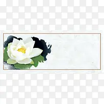 中国风白莲花海报背景
