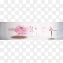 手绘水墨荷花背景底纹