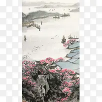 中国风国画山水背景素材