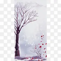 冬雪中国古风背景素材
