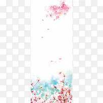 水墨粉色花朵飘散海报背景素材