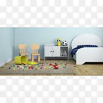 儿童房里的床与玩具
