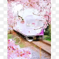 日本樱花节旅游宣传海报背景模板