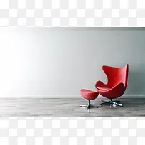 房间里的红色沙发转椅