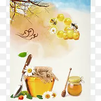 天然蜂蜜野生蜂蜜广告海报背景素材