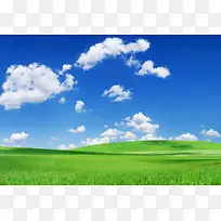 白云云朵蓝天草地背景素材