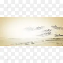 土黄色山水大尺寸背景
