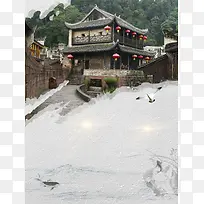 湖南凤凰古城古镇旅游海报背景素材