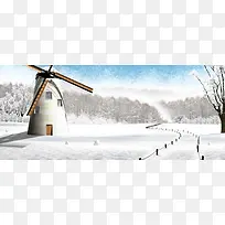 冬日雪景背景图