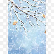冬至雪树背景装饰