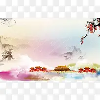 中国风清明时节海报背景模板