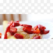 草莓蛋糕美食特写背景