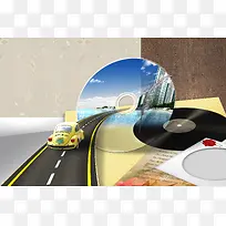CD跑车音乐音乐家节目单背景素材