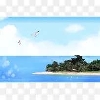 夏日旅行海报展板背景素材
