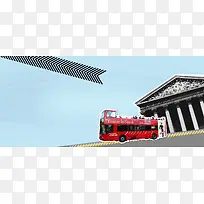 旅游欧洲游手绘建筑背景