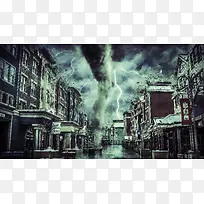 霹雳城市风暴结构背景素材