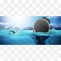 夏天海洋游泳蓝色背景banner