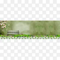 女鞋绿色质感背景banner