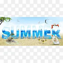 夏日沙滩创意背景
