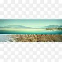 海边唯美木板背景banner