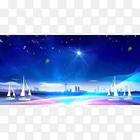 蓝色科技签约仪式海报背景模板