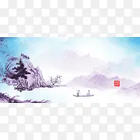 蓝绿色春季清明节海报banner