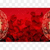 红色喜庆婚礼婚庆宣传海报背景模板