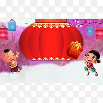 福娃喜庆新年背景