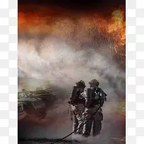 中国消防宣传公益海报背景模板