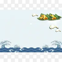 传统节日端午节粽子海浪赛船背景